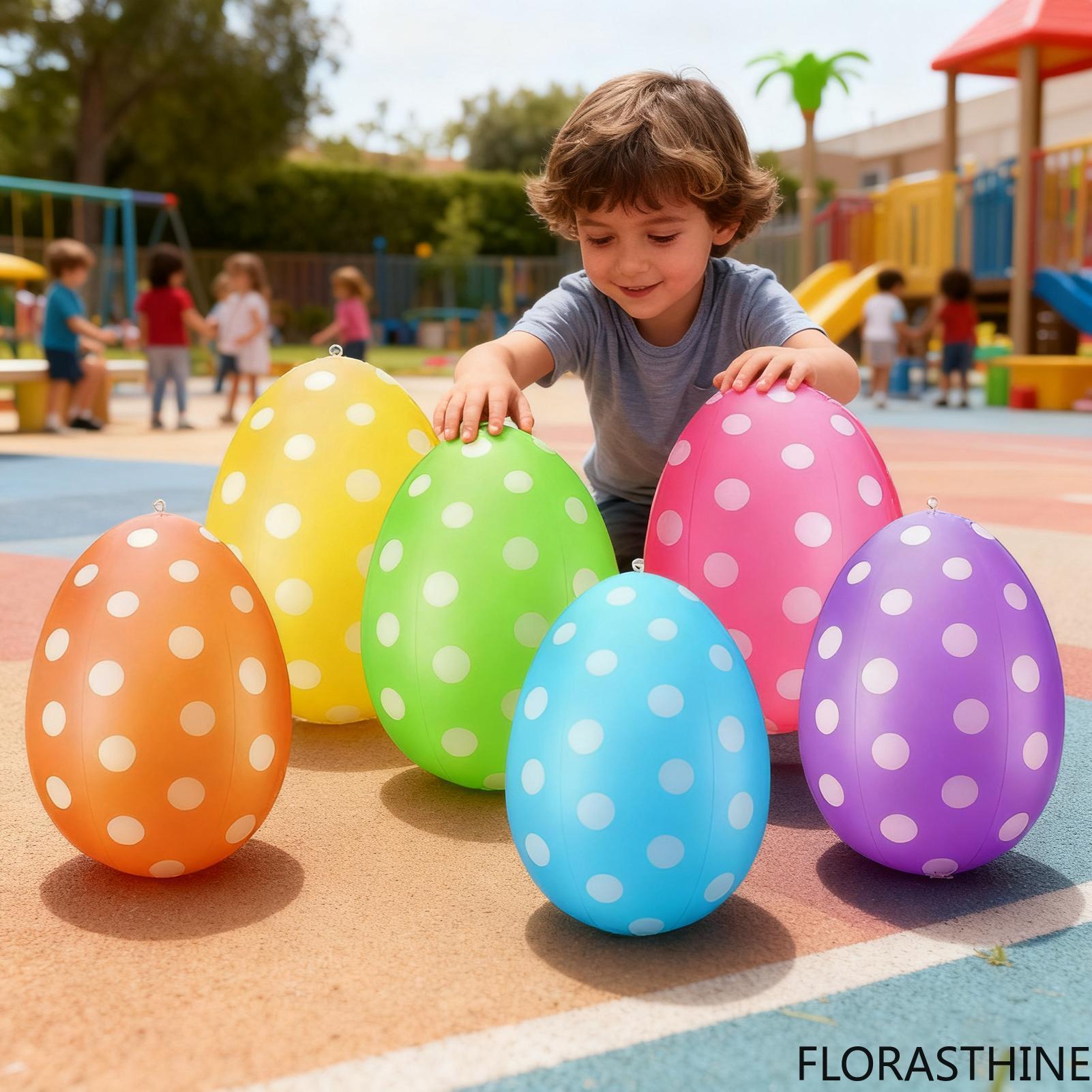 Party Games Easter Egg - ไข่เป่าลมสำหรับเทศกาลอีสเตอร์ 6 ชิ้น/ชุด ไข่เป่าลม PVC สำหรับเกมล่าไข่ในงานปาร์ตี้