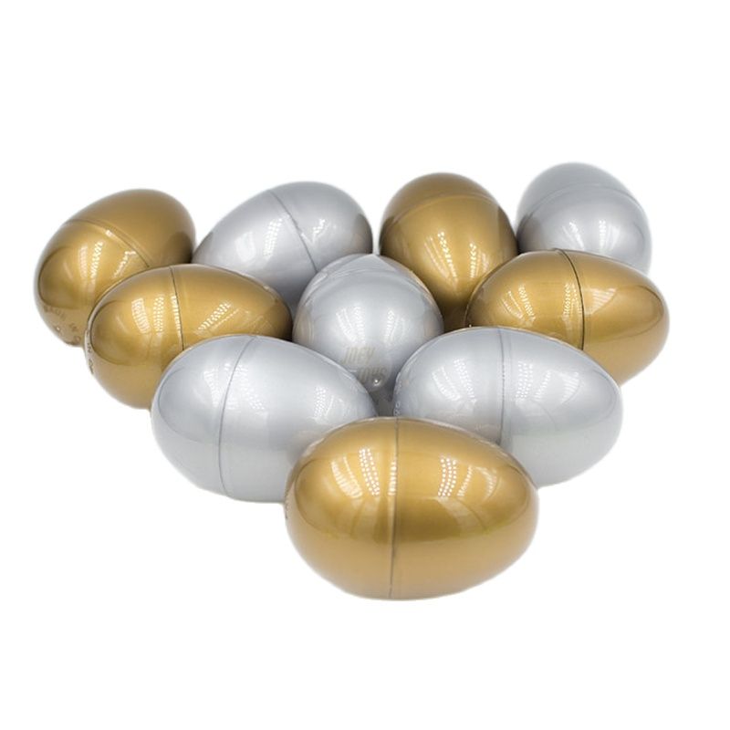 Party Games Easter Egg - 12Pcs Gold Silver สีพลาสติกอีสเตอร์ไข่แคปซูลที่ว่างเปล่าสำหรับตกแต่งปาร์ตี้อีสเตอร์ไข่เกมล่าสัตว์