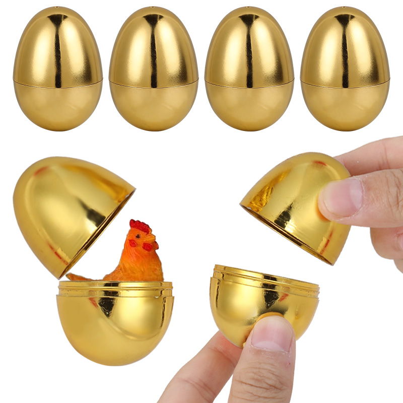 Party Games Easter Egg - ไข่อีสเตอร์สีทอง 6 ชิ้น กล่องของขวัญพลาสติก ไข่อีสเตอร์เปล่า ของรางวัลเกมปาร์ตี้