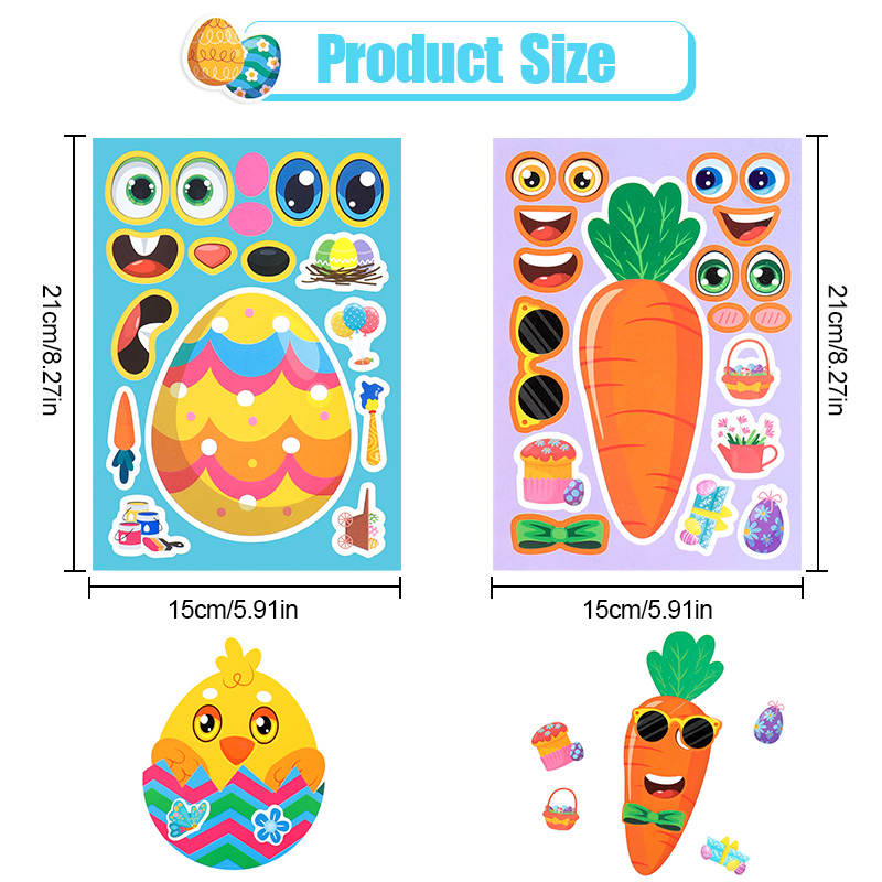 8-24pcs อีสเตอร์สติกเกอร์ปริศน - Party Games Easter Egg บทวิจารณ์และราคา